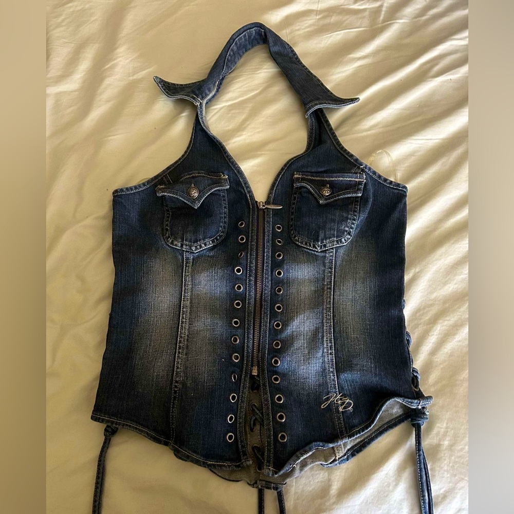 Vintage Harley Davidson denim vest